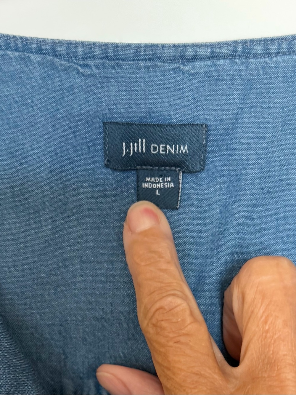 J. Jill Light Blue Embroidered Denim-Look Tunic - Picture 3 of 5